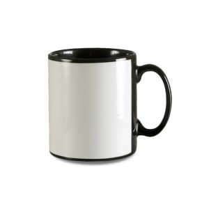 Sublimated Mighty Black with White Panel 444ml Mug